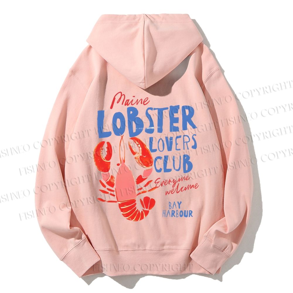 Unisex Casual Cotton Maine Lobster Lovers Club Printed Hoodie