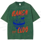 Unisex Ramen Club Printed Washed Tee
