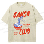 Unisex Ramen Club Printed Washed Tee