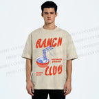 Unisex Ramen Club Printed Washed Tee