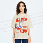 Unisex Ramen Club Printed Washed Tee