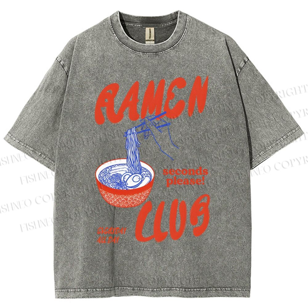 Unisex Ramen Club Printed Washed Tee