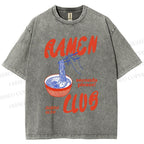 Unisex Ramen Club Printed Washed Tee