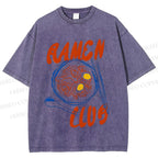 Unisex Ramen Club Printed Washed Tee