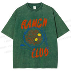 Unisex Ramen Club Printed Washed Tee