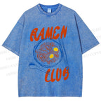 Unisex Ramen Club Printed Washed Tee