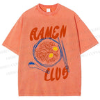 Unisex Ramen Club Printed Washed Tee