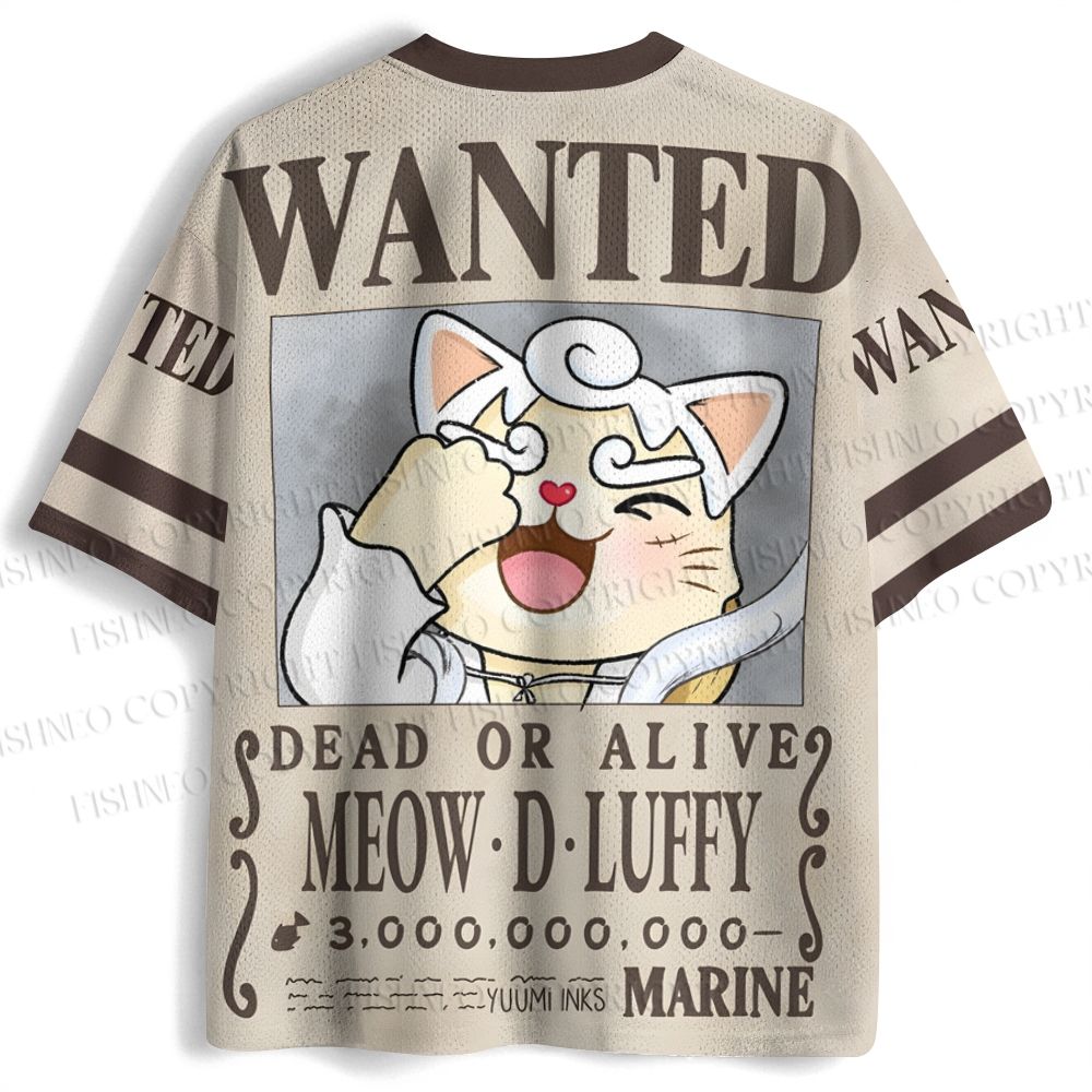 Wantde Meow Luffy Printed Jersey Shirts