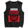 Unisex American Psycho Printed Washed Tank Top