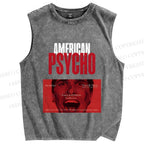 Unisex American Psycho Printed Washed Tank Top