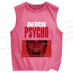 Unisex American Psycho Printed Washed Tank Top
