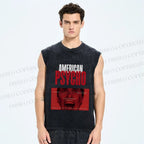 Unisex American Psycho Printed Washed Tank Top