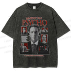 Unisex American Psycho Illustration Printed Washed Tee