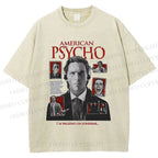 Unisex American Psycho Illustration Printed Washed Tee