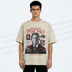 Unisex American Psycho Illustration Printed Washed Tee