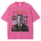 Unisex American Psycho Illustration Printed Washed Tee