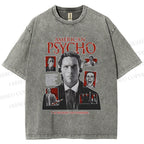 Unisex American Psycho Illustration Printed Washed Tee