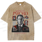 Unisex American Psycho Illustration Printed Washed Tee