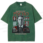 Unisex American Psycho Illustration Printed Washed Tee