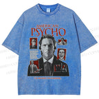 Unisex American Psycho Illustration Printed Washed Tee