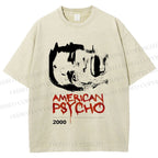 Unisex American Psycho Graffiti Printed Washed Tee