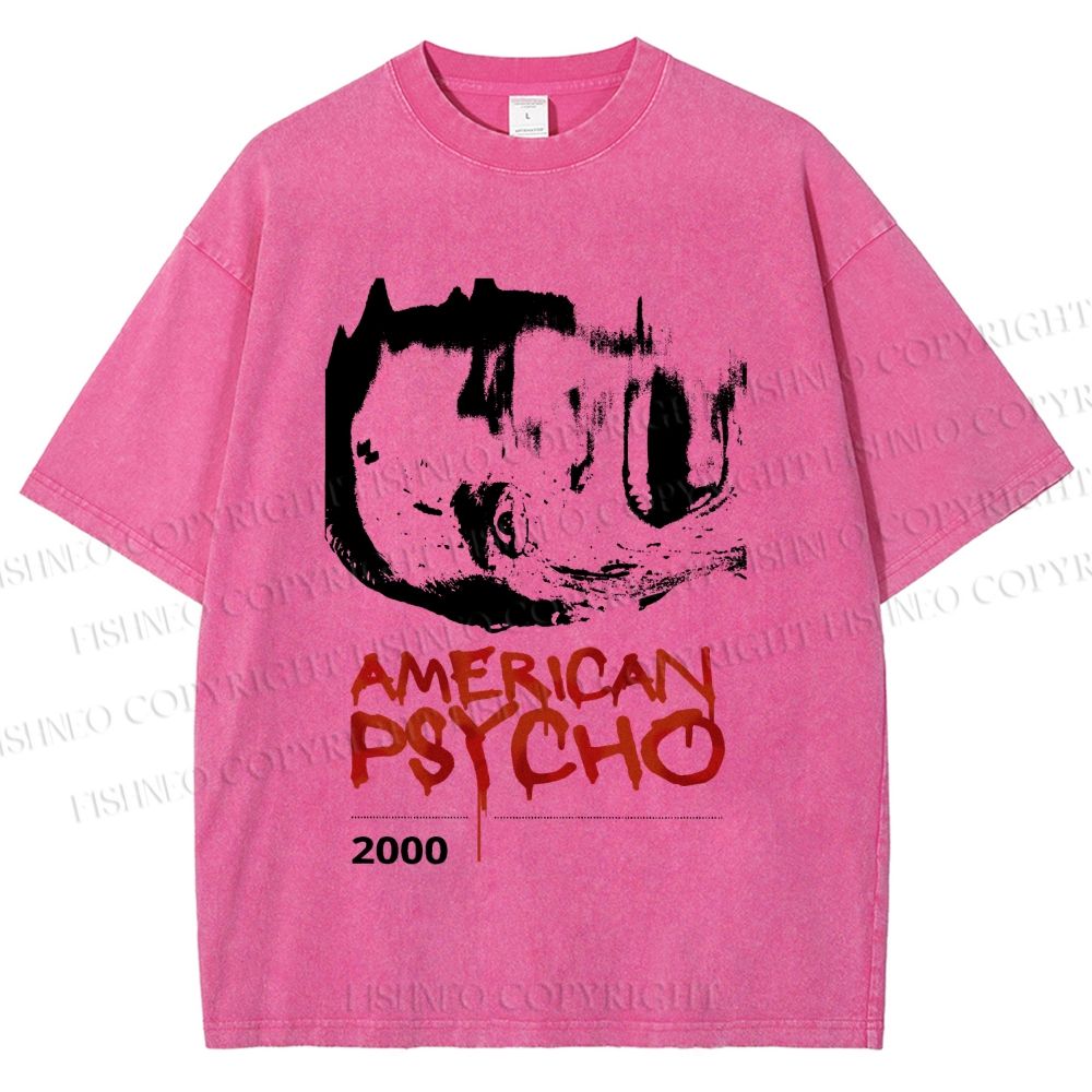 Unisex American Psycho Graffiti Printed Washed Tee
