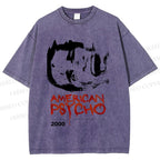 Unisex American Psycho Graffiti Printed Washed Tee
