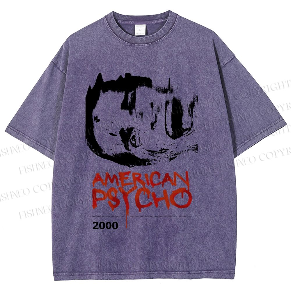 Unisex American Psycho Graffiti Printed Washed Tee