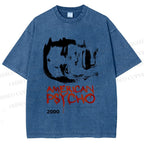 Unisex American Psycho Graffiti Printed Washed Tee