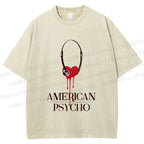 Unisex American Psycho Headphones Printed Washed Tee