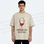 Unisex American Psycho Headphones Printed Washed Tee