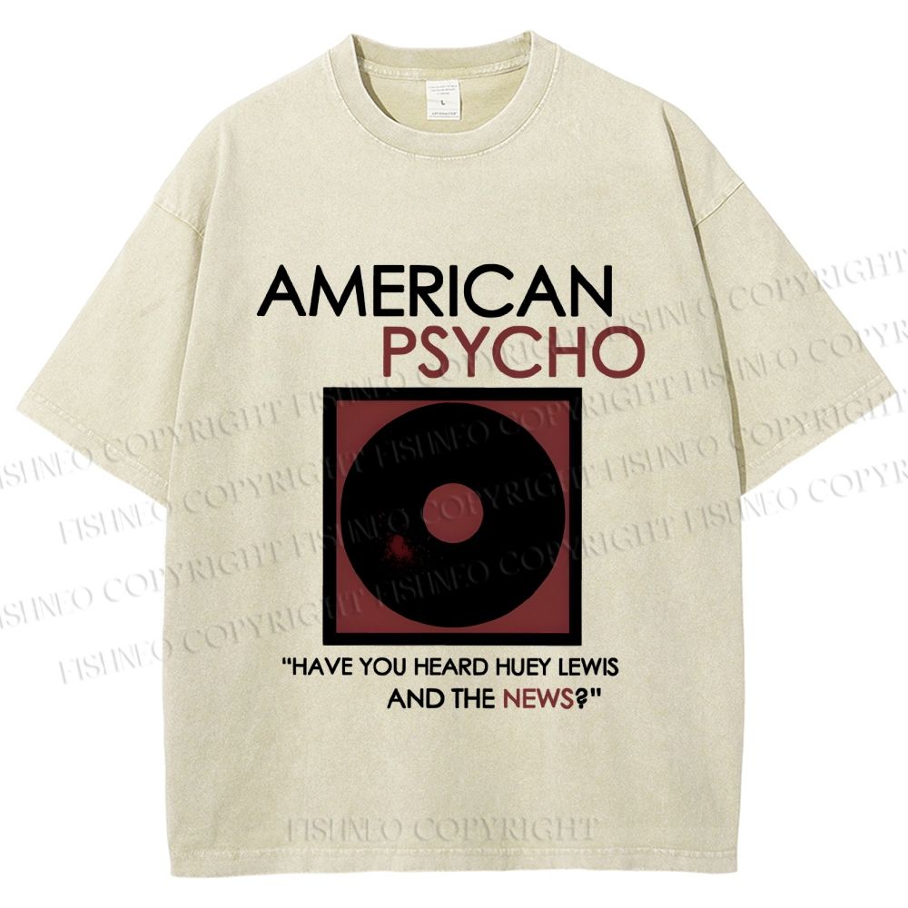Unisex American Psycho Vinyl Printed Washed Tee