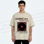 Unisex American Psycho Vinyl Printed Washed Tee