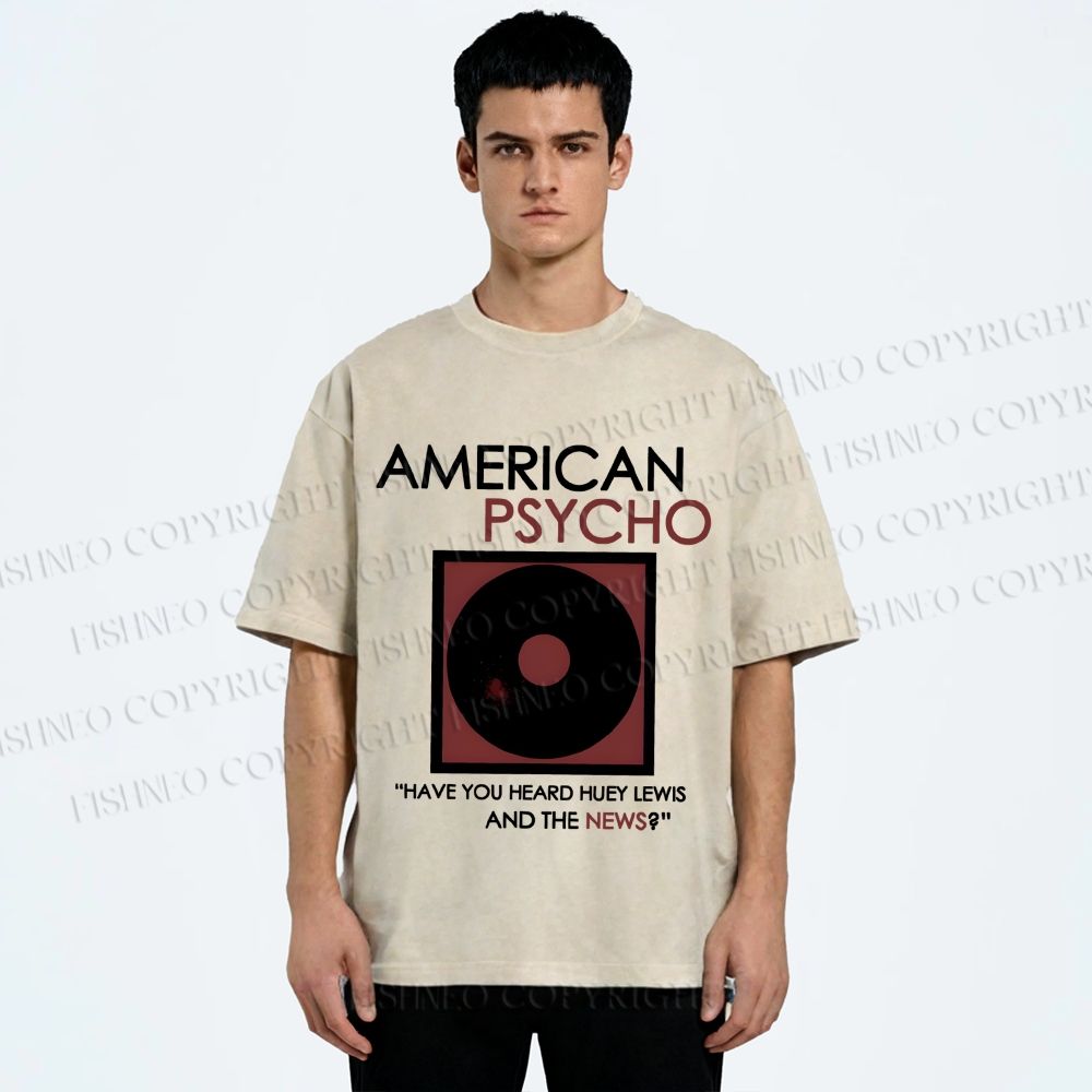 Unisex American Psycho Vinyl Printed Washed Tee