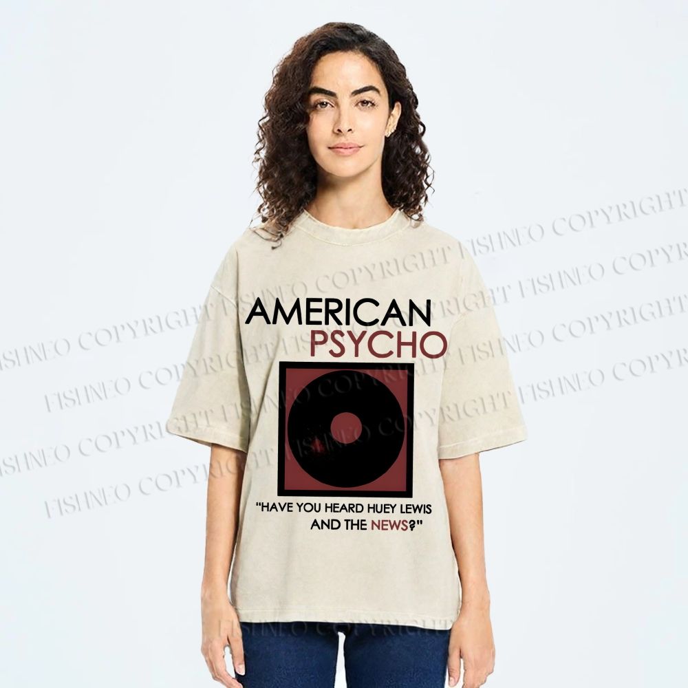 Unisex American Psycho Vinyl Printed Washed Tee