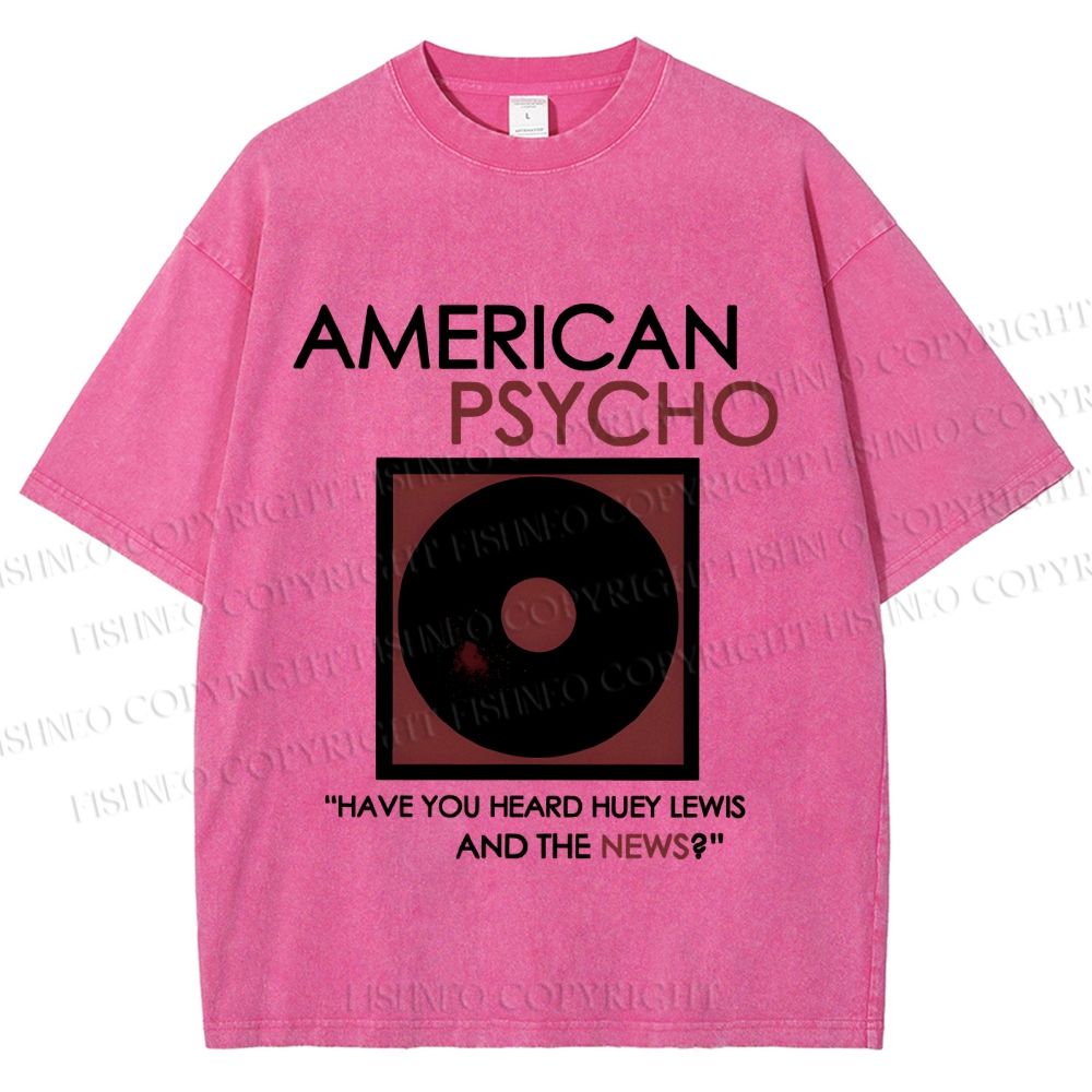 Unisex American Psycho Vinyl Printed Washed Tee