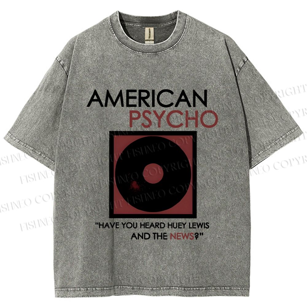 Unisex American Psycho Vinyl Printed Washed Tee