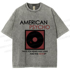Unisex American Psycho Vinyl Printed Washed Tee