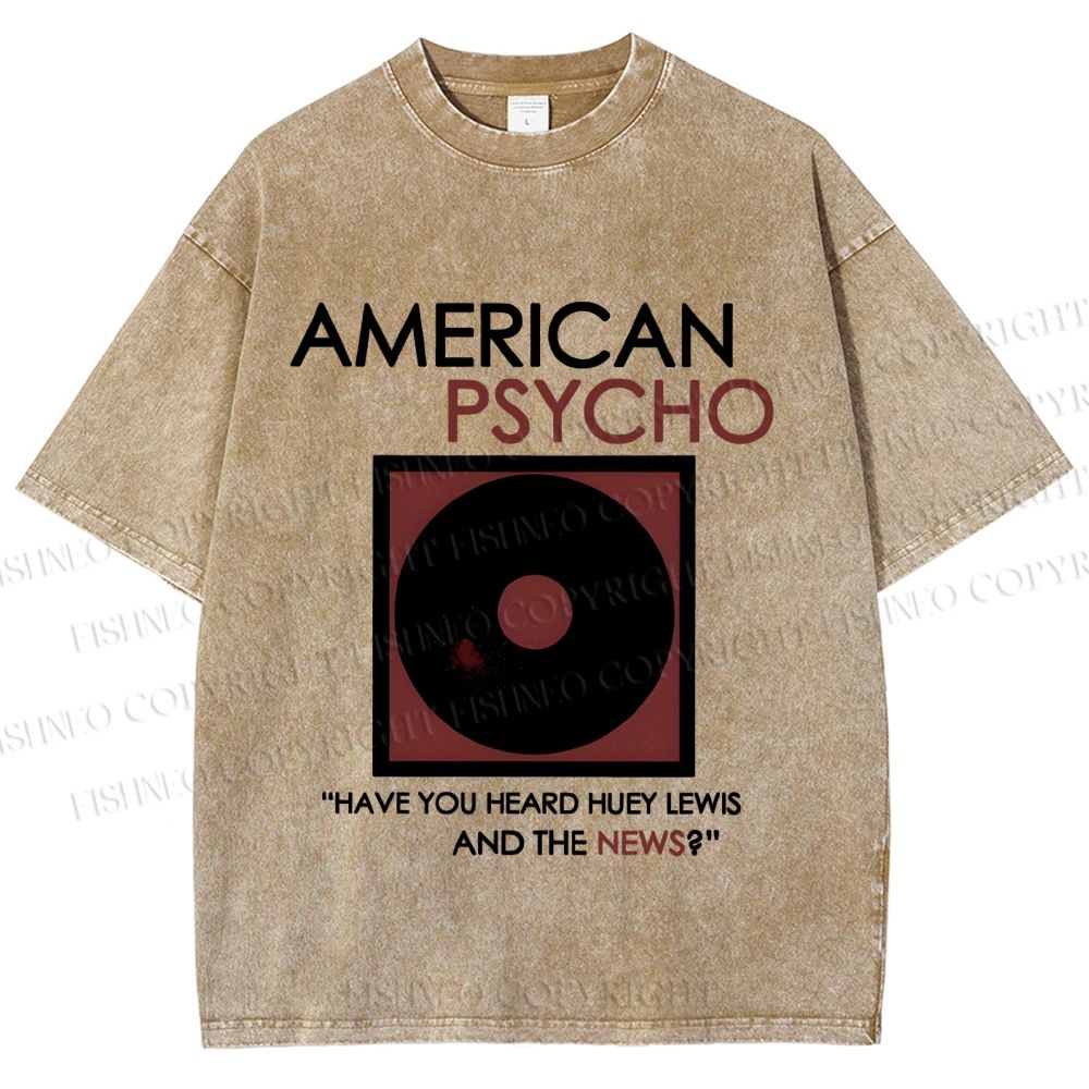 Unisex American Psycho Vinyl Printed Washed Tee