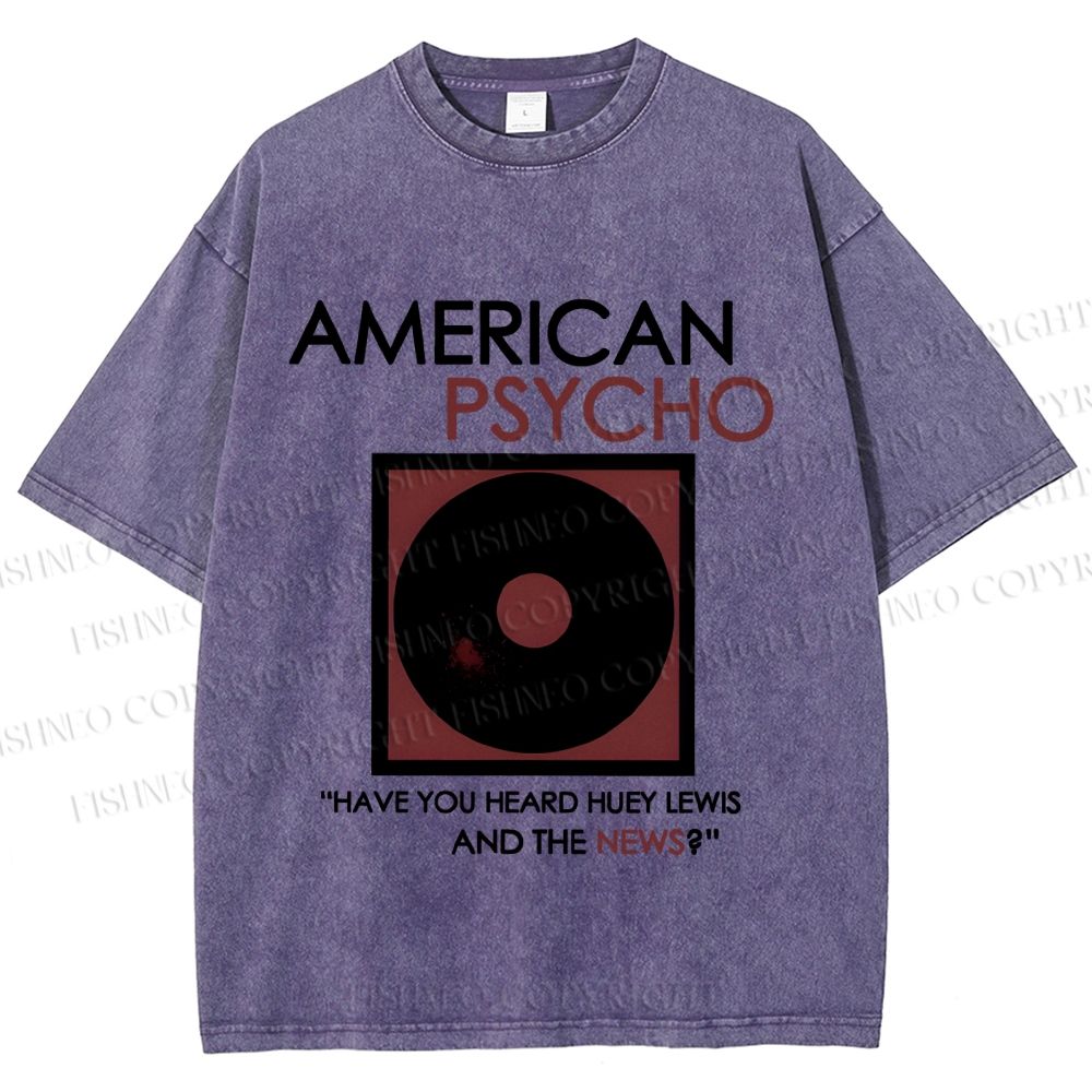 Unisex American Psycho Vinyl Printed Washed Tee