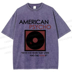 Unisex American Psycho Vinyl Printed Washed Tee