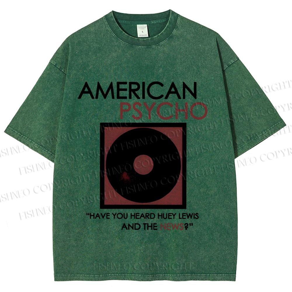 Unisex American Psycho Vinyl Printed Washed Tee