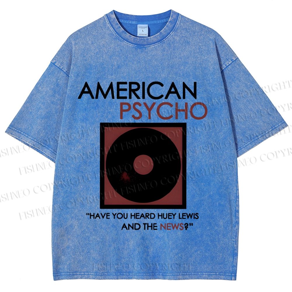 Unisex American Psycho Vinyl Printed Washed Tee