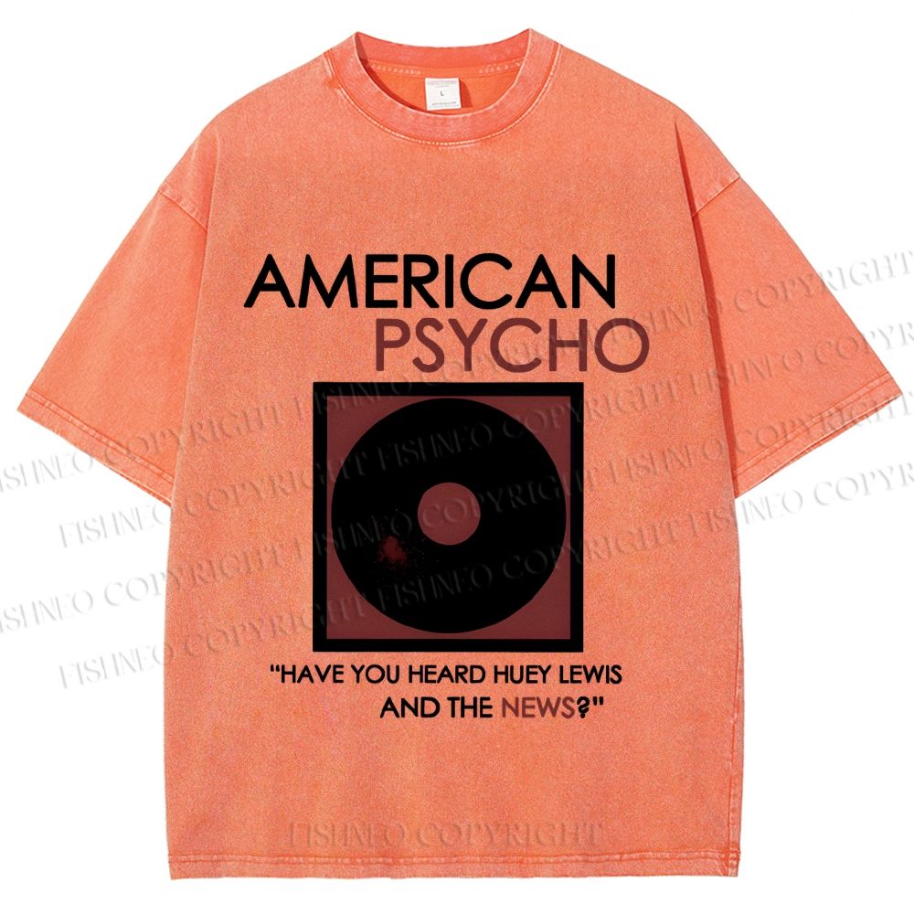 Unisex American Psycho Vinyl Printed Washed Tee