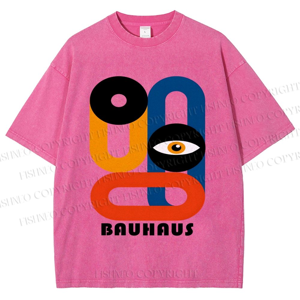 Unisex Bauhaus Geometric Eyes Printed Washed Tee