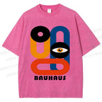 Unisex Bauhaus Geometric Eyes Printed Washed Tee
