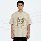 Unisex Rats We Are the World Printed Washed Tee