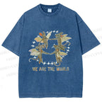 Unisex Rats We Are the World Printed Washed Tee