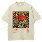 Unisex Yayoi Kusama Tiger Printed Washed Tee
