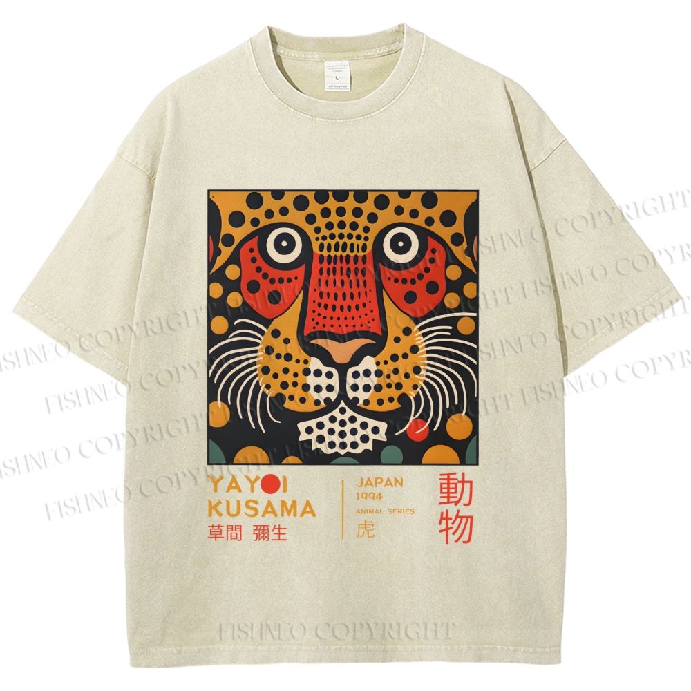 Unisex Yayoi Kusama Tiger Printed Washed Tee